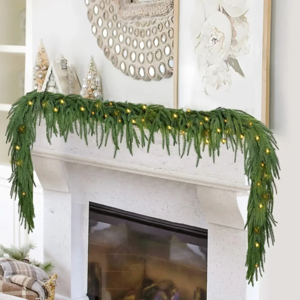 2 Pack 6ft Norfolk Pine Garlands With Lights